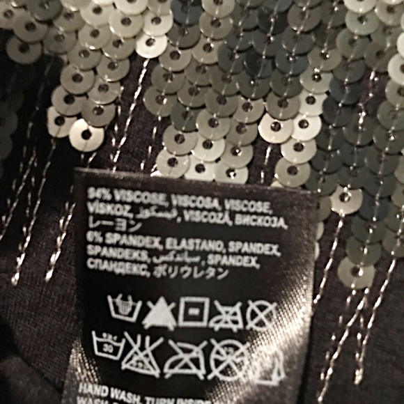 Bebe, V Neckline, Cold Shoulder, Sequins Black Top - Picture 8 of 10